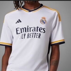 adidas Kids White and Gold Soccer Jersey